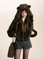 Brown Bear Hood Plush Jacket