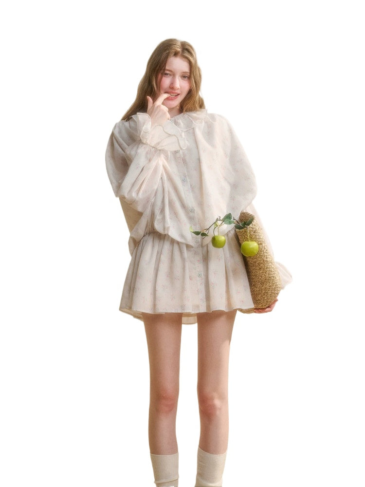 Ruffle Floral Shirt Dress