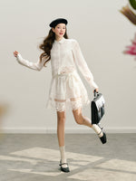 White Lace Trim Mini Skirt