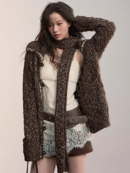 Heavywork Lapel Toggle Knit Cardigan