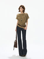 Draped Cowl Neck Batwing Wool Sweater