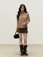 Peter Pan Collar Layered Knit Cardigan