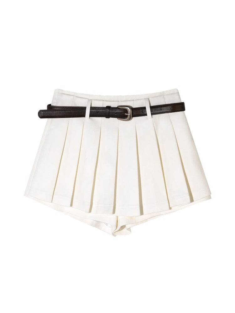 Belted Mohair Pleated Skort