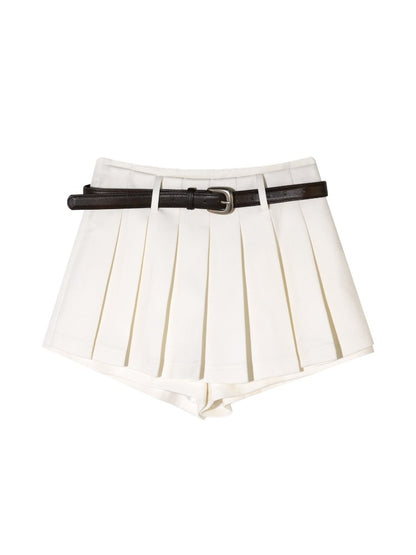 Belted Mohair Pleated Skort