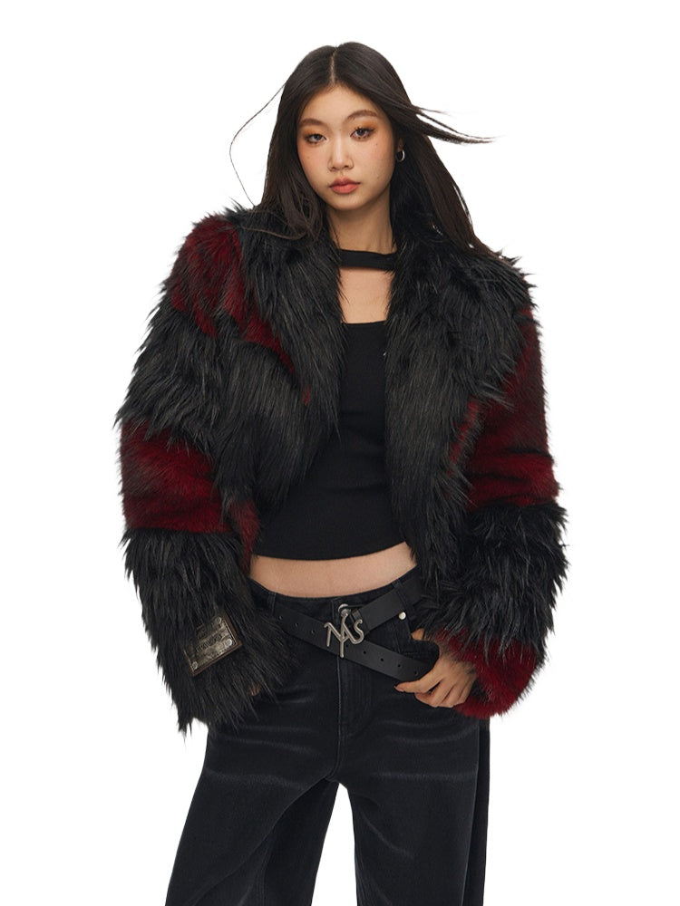 Loose Silhouette Large Lapel Patchwork Coat