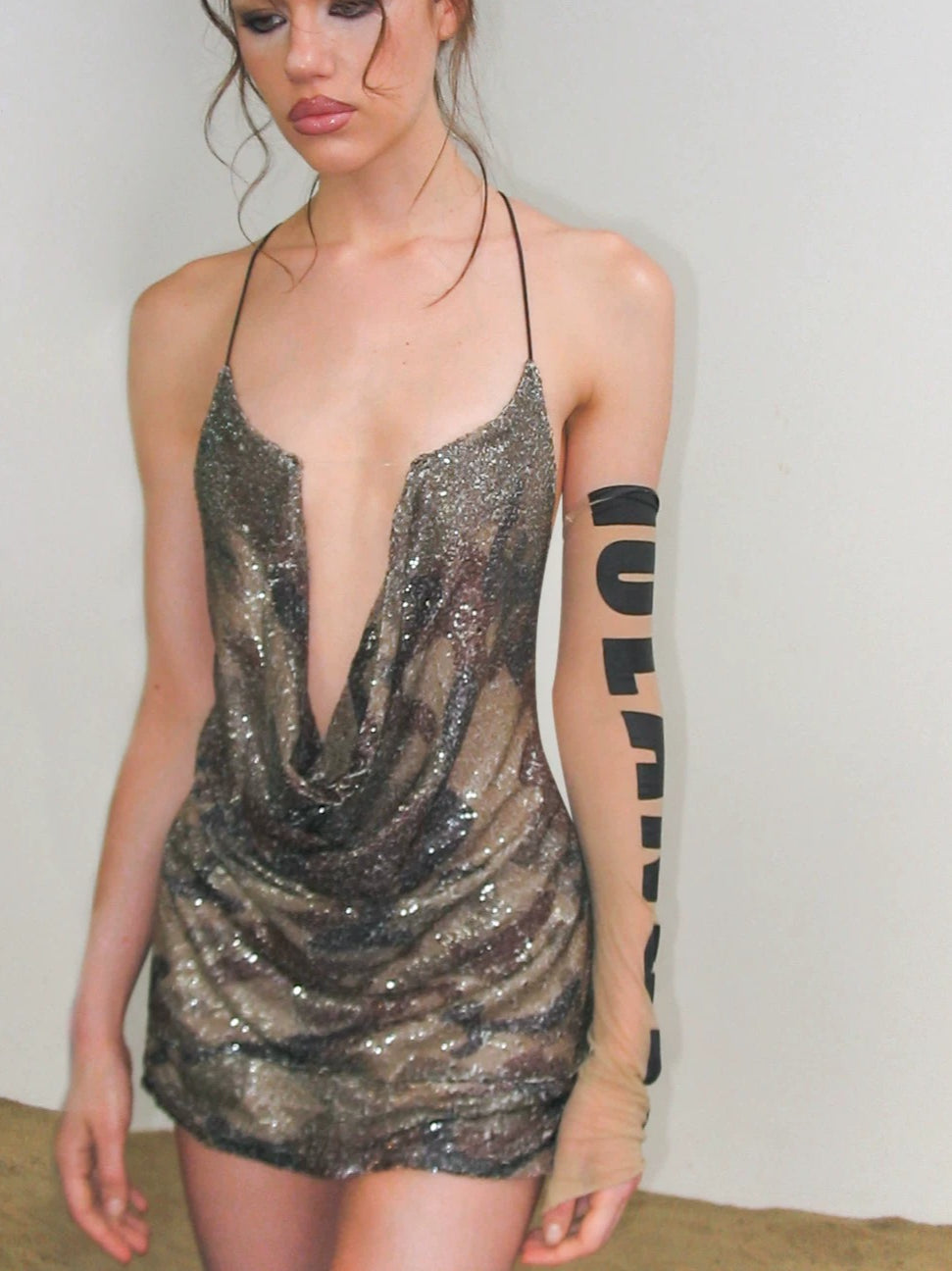 Camo Cutout Halter Dress