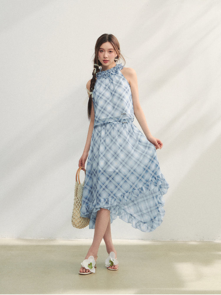 Irregular Ruffle  Top &amp; Midi Skirt Set