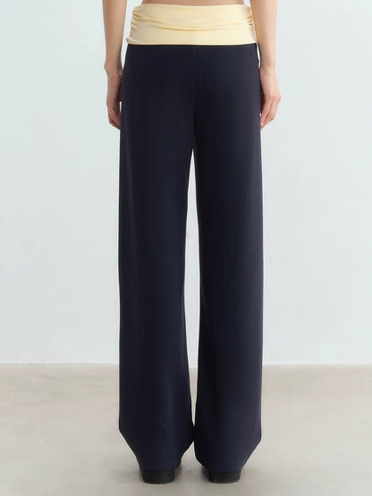 Contrast Waist Drawstring Pants