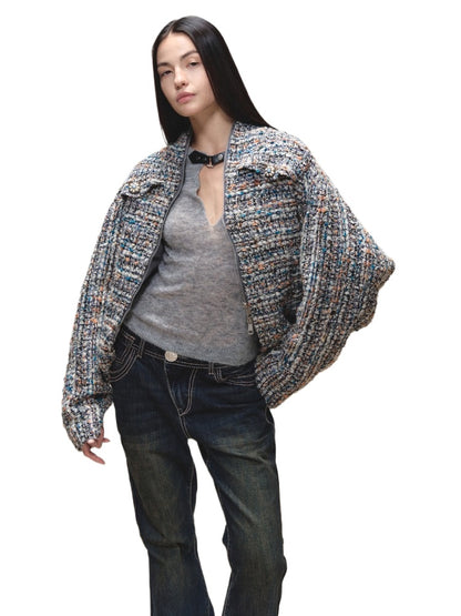 Wool Cutout Buttoned Slim Knit Top