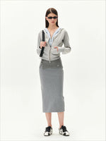 Contrast Double-Placket Hoodie