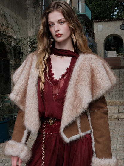 Mishka Faux Shearling Suede Cropped Jacket