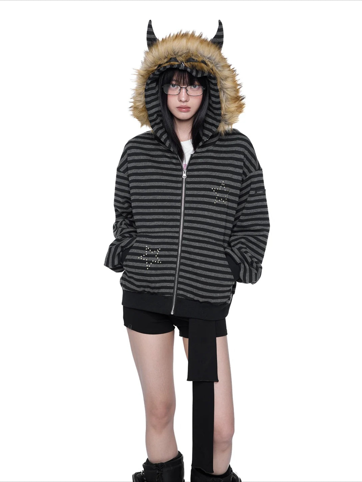 Devil Ear Stripe Hoodie