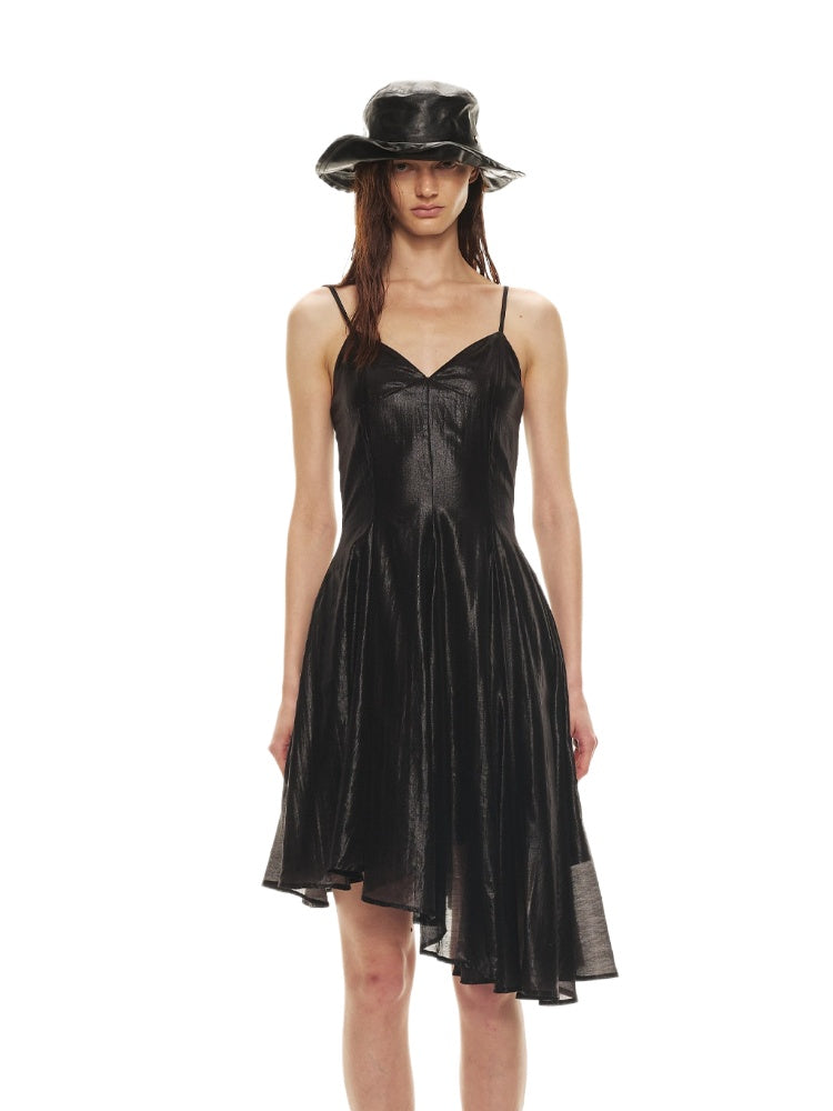 Coated Silk Little Black Dress