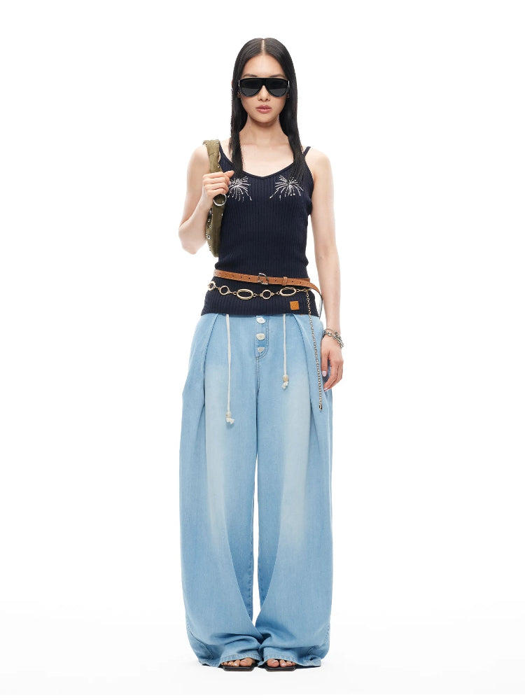 Wheat Braid Wide-Leg Pants