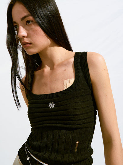 U - neck Hollow Knit Camisole