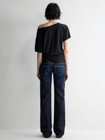 Washed Ultra Low Waist Straight Leg Jeans