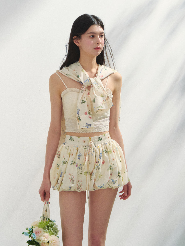 Color-Blocked Lyocell Bubble Skirt