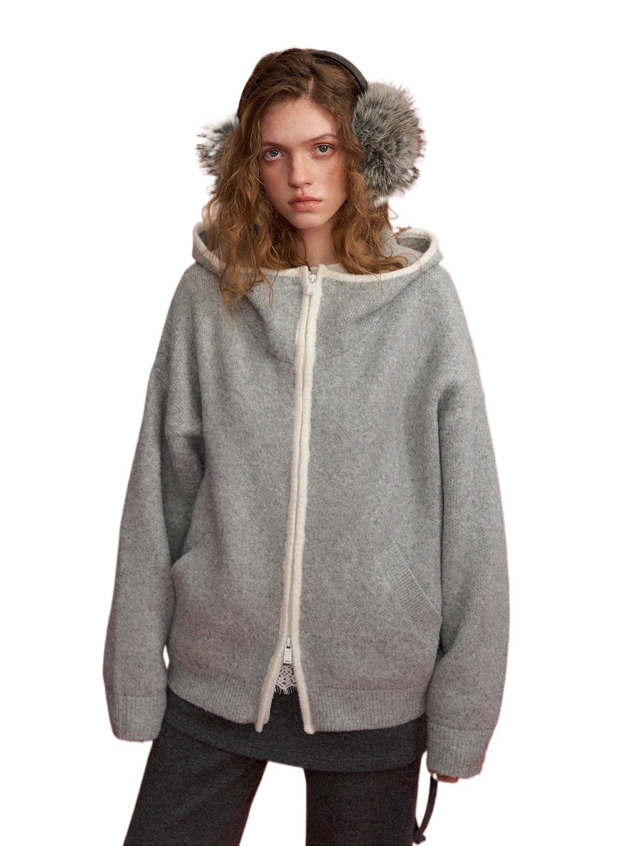 Contrast Trim Hooded Cardigan