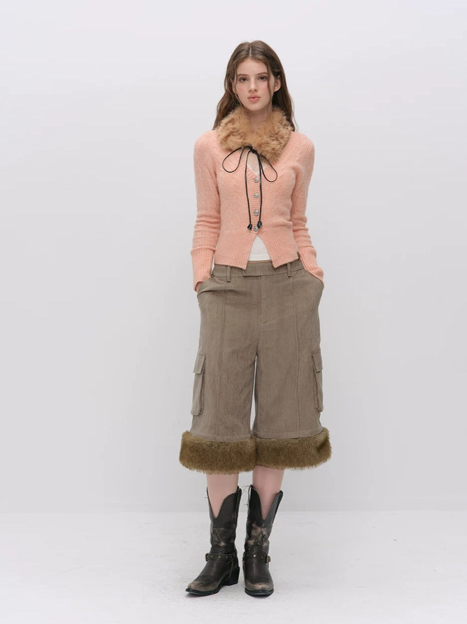 Cable-Knit V-Neck Cardigan