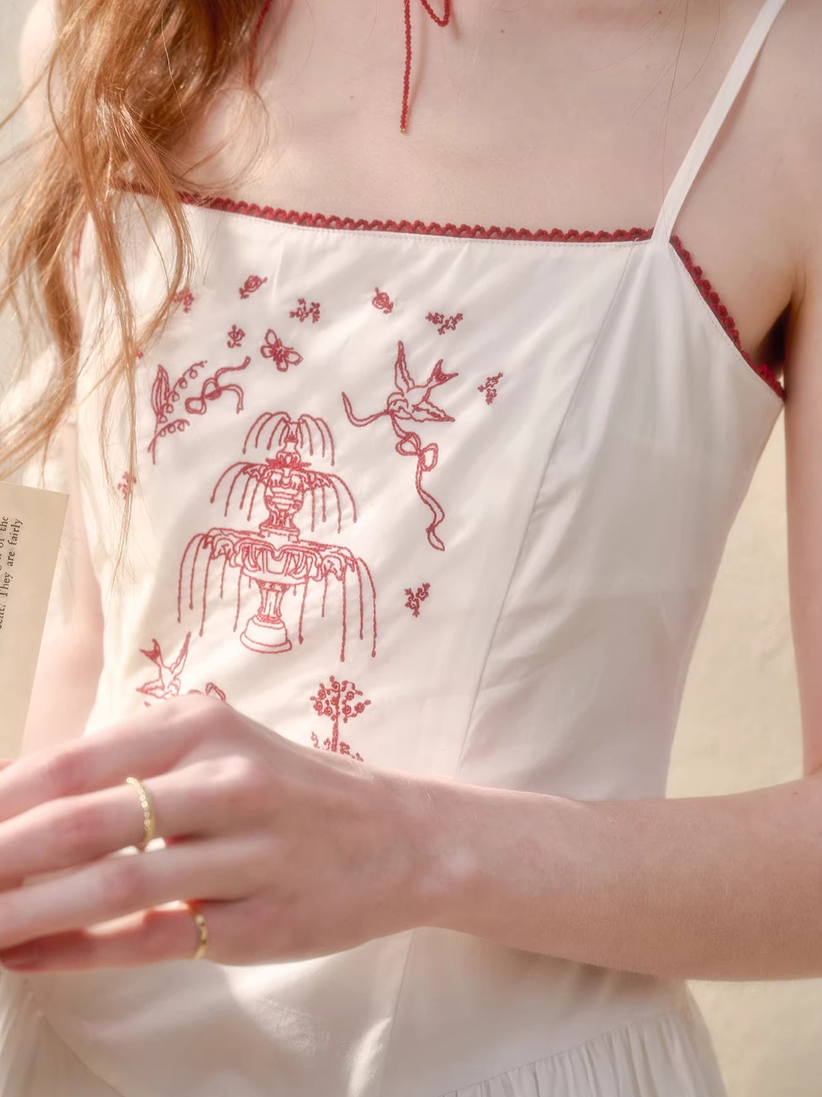 Fountain Embroidered White Dress
