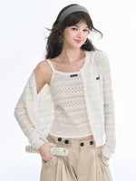 Lace Knit Cardigan & Vest Set