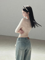 Ruched Neckline Crop Top