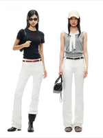 "White" Washed Straight Jeans