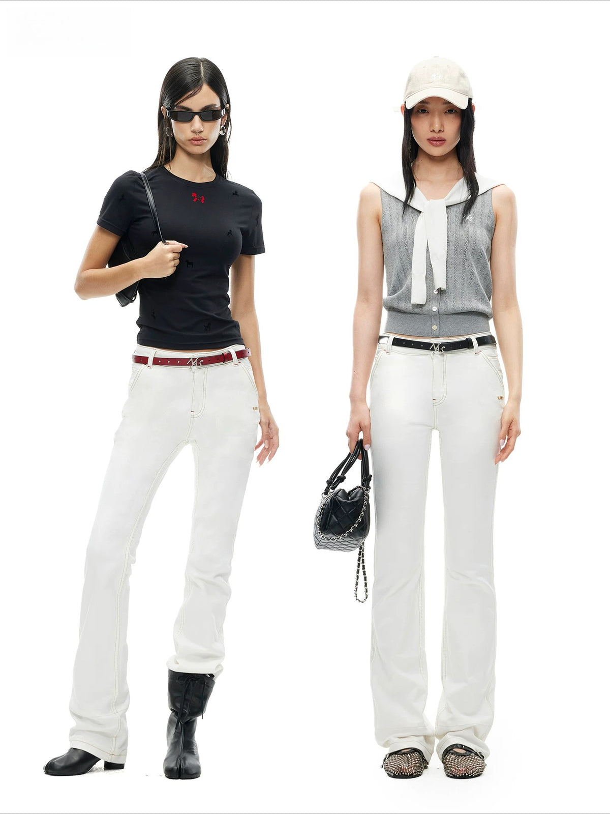"White" Washed Straight Jeans
