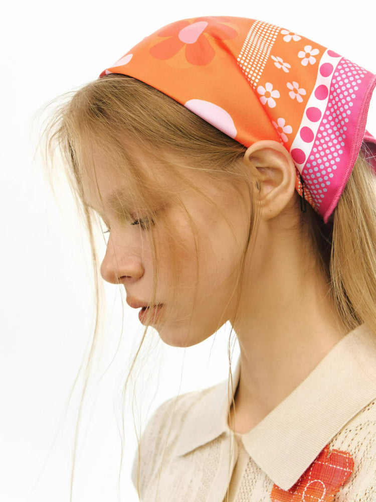 Orange Check Floral Multiway Scarf Top