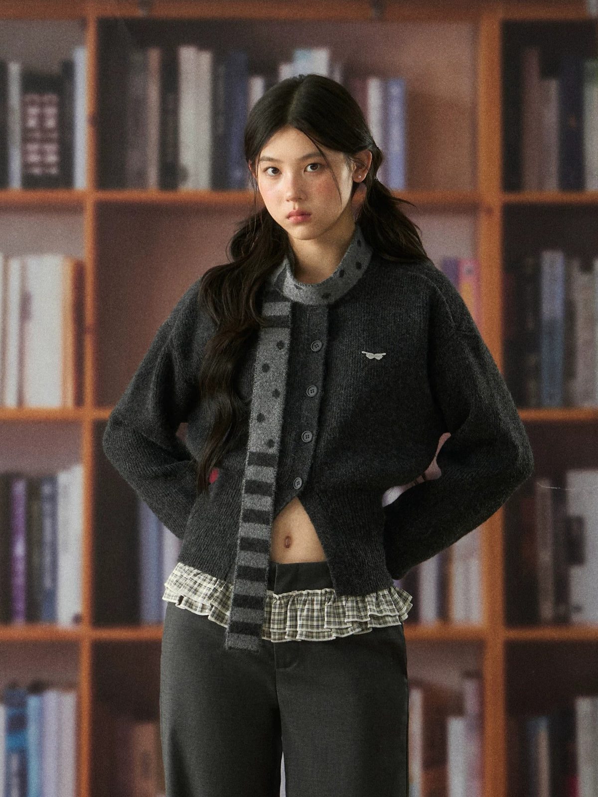 Retro Striped Knit Button Cardigan