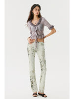 Waterfall Leopard Low-Rise Straight Pants