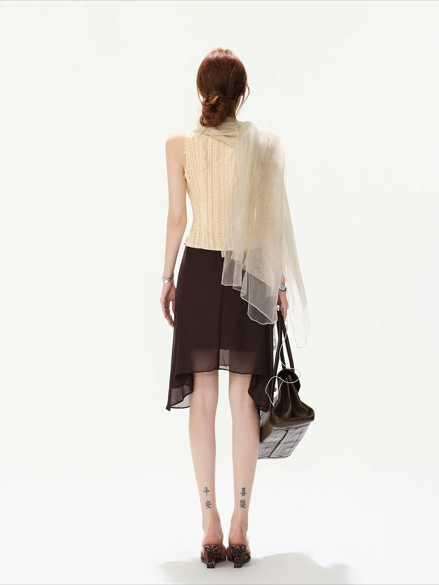 Chiffon Asymmetric Midi Skirt