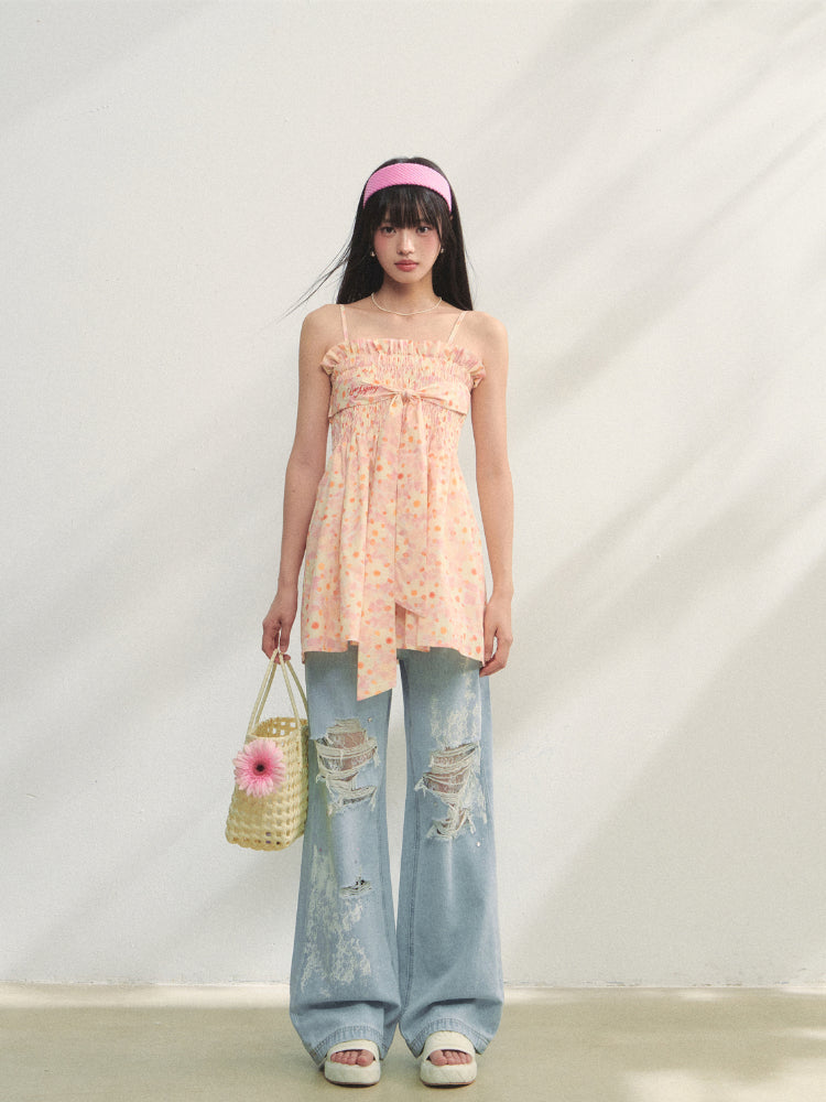 Printed Strappy Three-Way Strapless Camisole