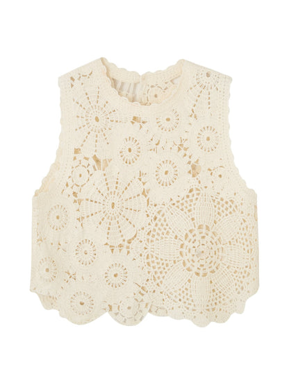 Hollow Lucky Flower Crochet Top &amp; Skirt Set