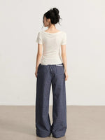 Plaid Folded Wide-Leg Pants