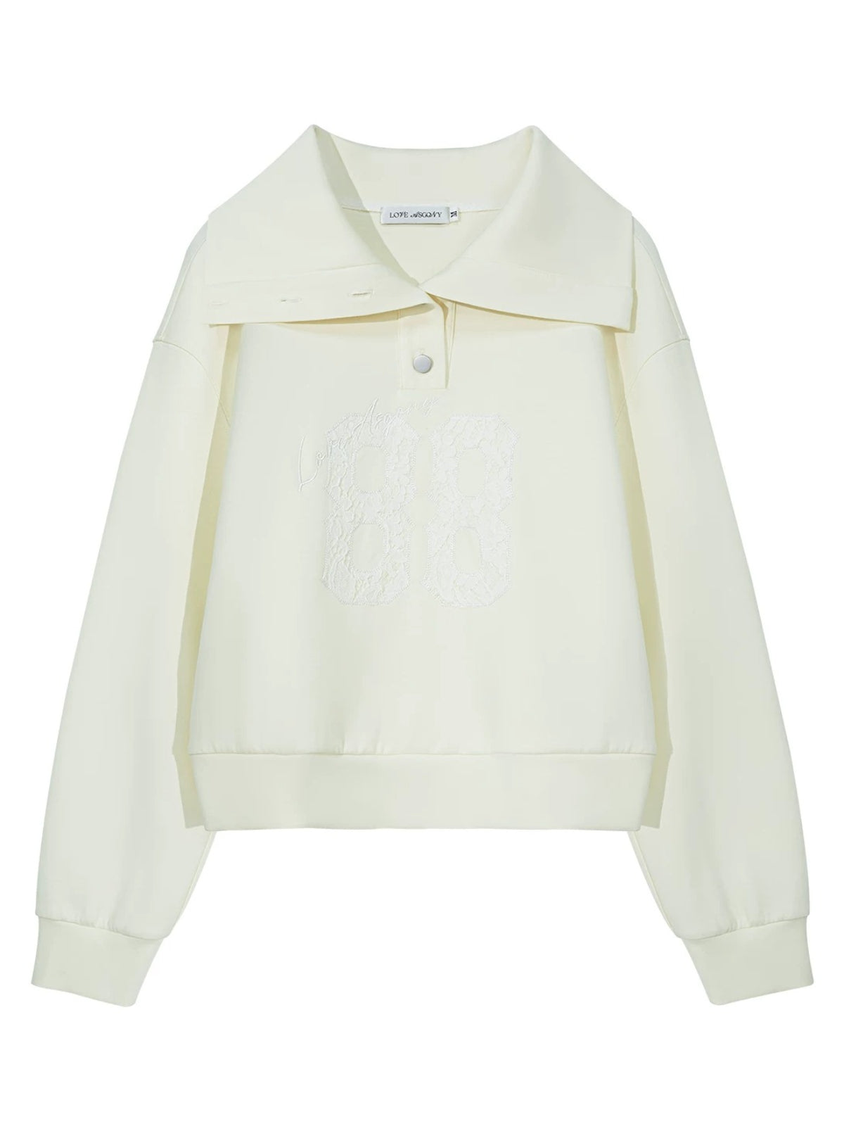 Vintage Lace Collar Embroidered Sweatshirt