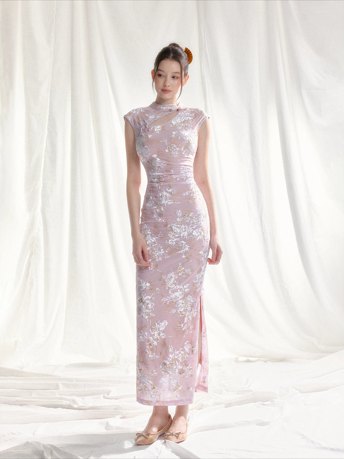 Stretch Velvet Jacquard Qipao