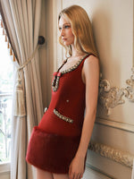 Sable Satin Straight Cut Eco-Fur Dress