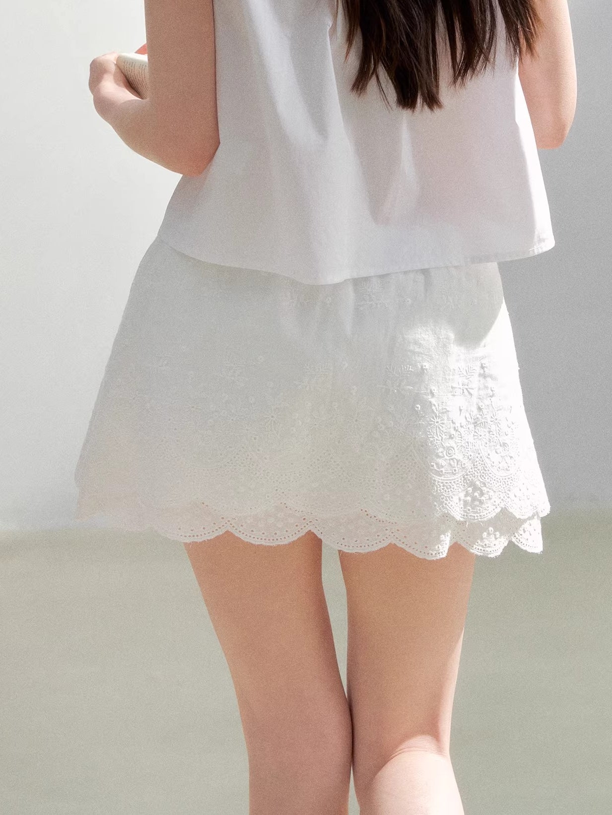 Embroidered Cotton A-Line Skirt