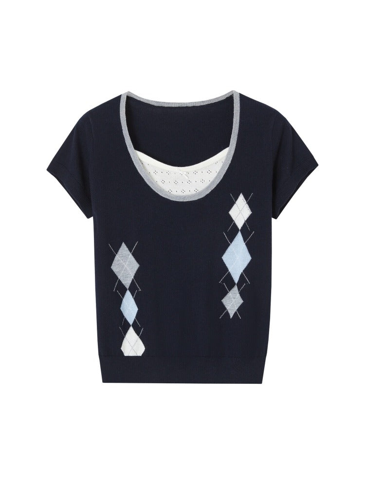 Argyle Layered Short Tee