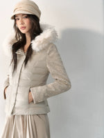 Fur-Trimmed Hooded Panelled Down Jacket