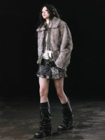 Detachable Hem Faux Fur Jacket