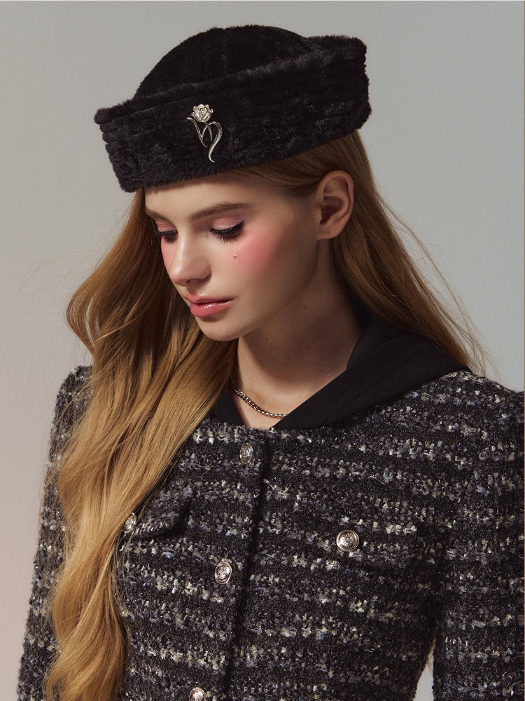 Cozy Plush Faux-Rabbit-Fur Fold-Brim Bucket Hat