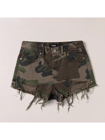 Compass Wild Denim Shorts Army Green Camouflage