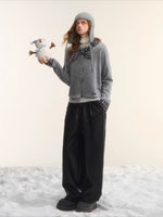 Wool Blend Plaid Tie Cardigan
