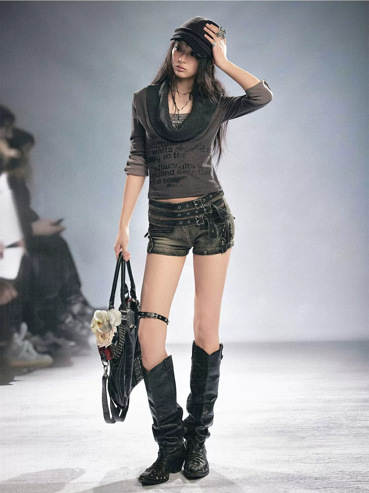 Punk Cross Rivet Knit Top