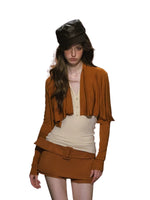 Irregular Pleated Shrug & Top Set