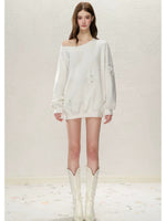 Asymmetric Shoulder Oversized Sweatshirt
