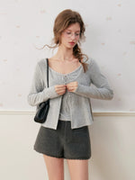 Velvet Tie Front Knit Layered Set