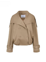 Vintage Pleated Stand Collar Jacket